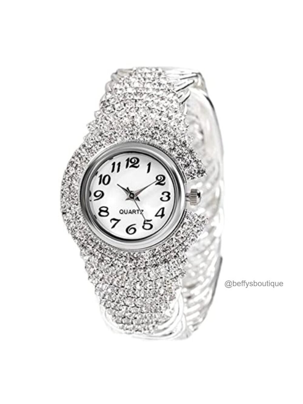 Weicam Women's Crystal Bangle Watch Alloy Steel Round Dial Quartz Analog
